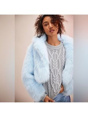 Free People Paris Cropped Faux Fur Jacket Size XS